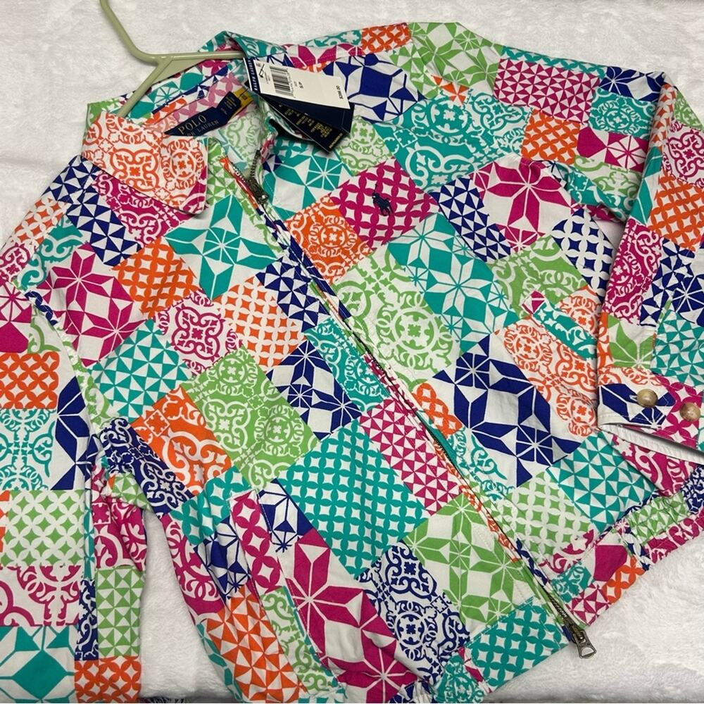 Polo Ralph Lauren Jacket Spring Full Zip Colorful Pattern Patchwork Small NWT